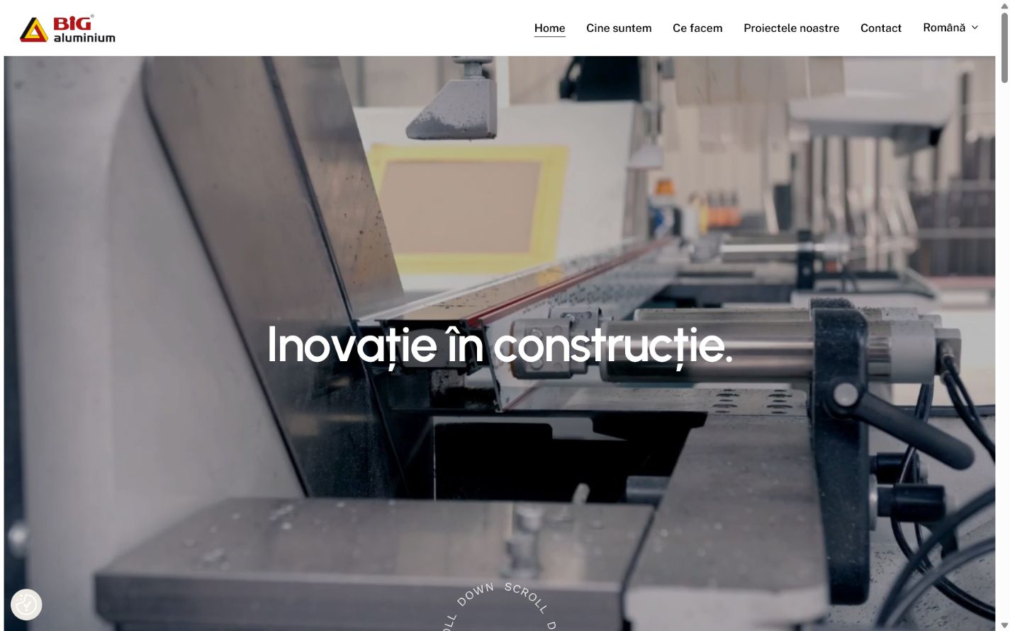 Pagina principală a website-ului BIG Aluminium