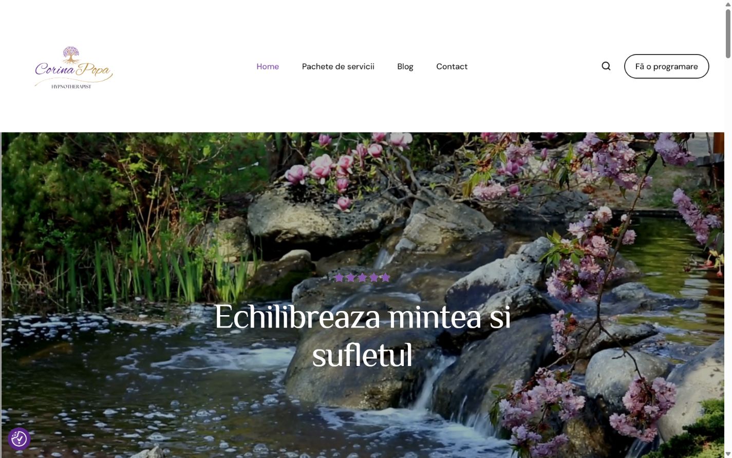 Pagina principală a website-ului Corina Popa Therapist