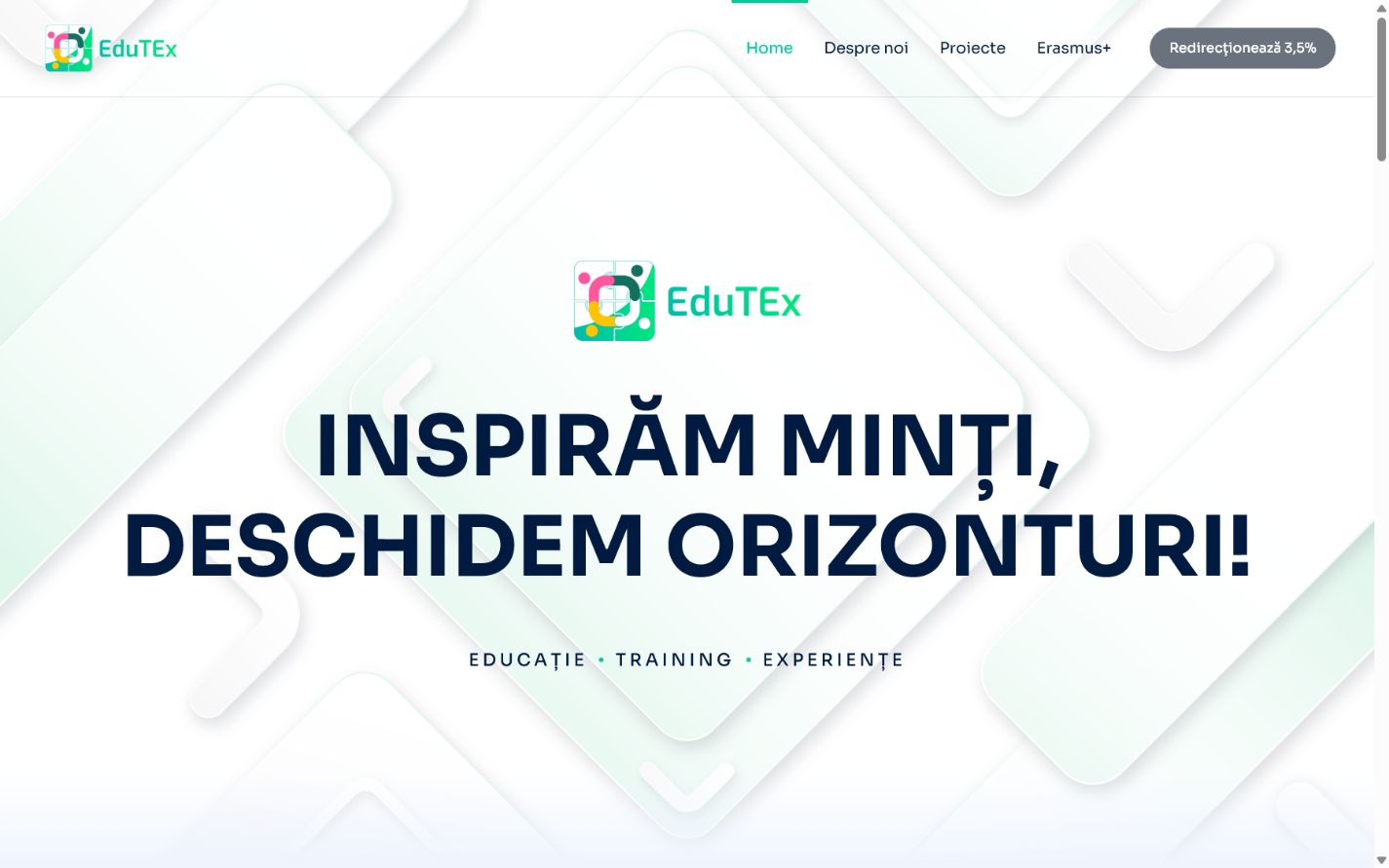 Pagina principală a website-ului Asociația EduTEx
