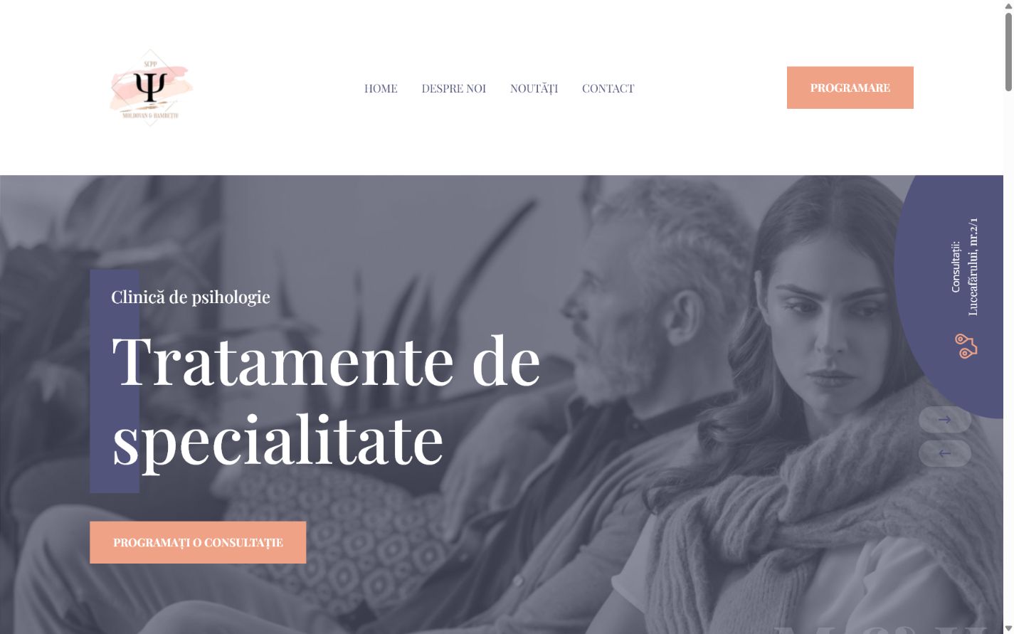 Pagina principală a website-ului Moldovan & Hambețiu